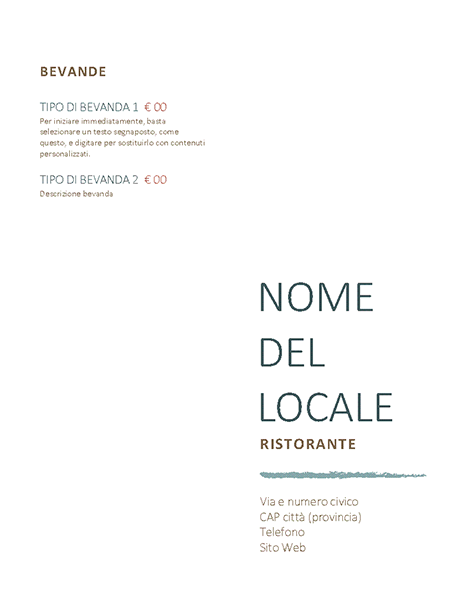 SCARICARE MODELLO LISTINO PREZZI BAR DA STAMPARE