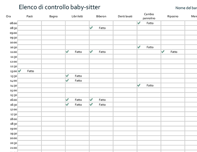 Registro di babysitting Registro di babysitting