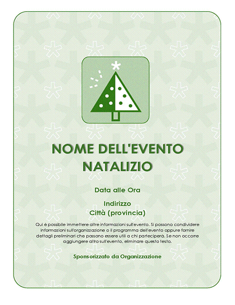 Volantino per evento natalizio (con albero verde) Volantino per evento natalizio (con albero verde)