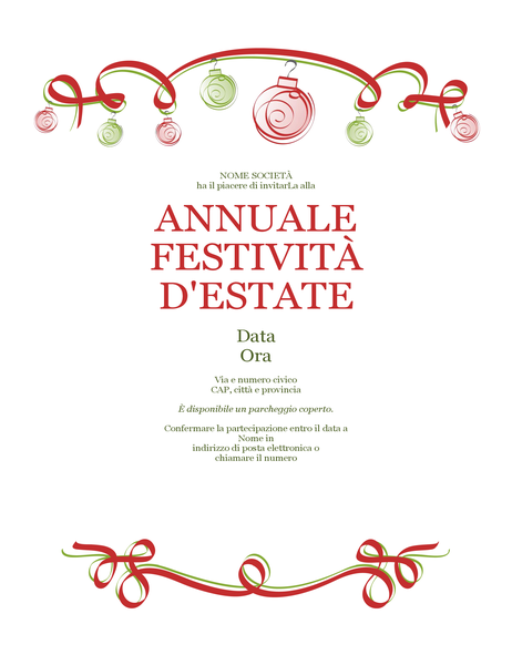 Volantino per festa durante il periodo invernale con decorazioni e fiocco rosso (design formale) Volantino per festa durante il periodo invernale con decorazioni e fiocco rosso (design formale)