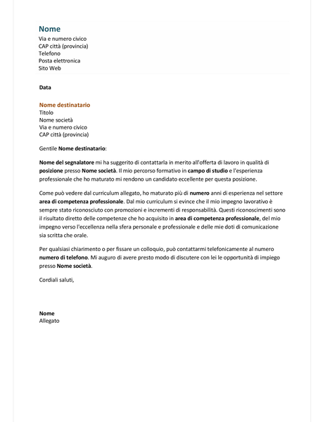 Lettera di presentazione per curriculum funzionale Lettera di presentazione per curriculum funzionale