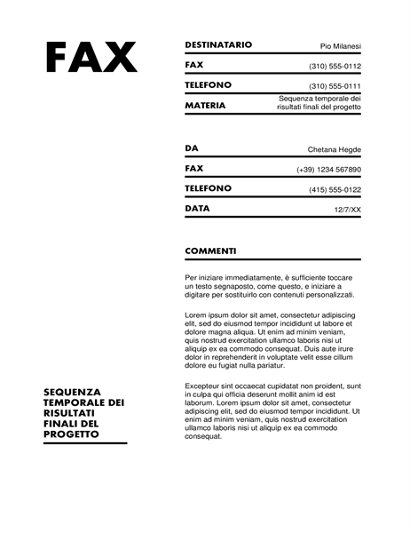 frontespizio fax da scarica