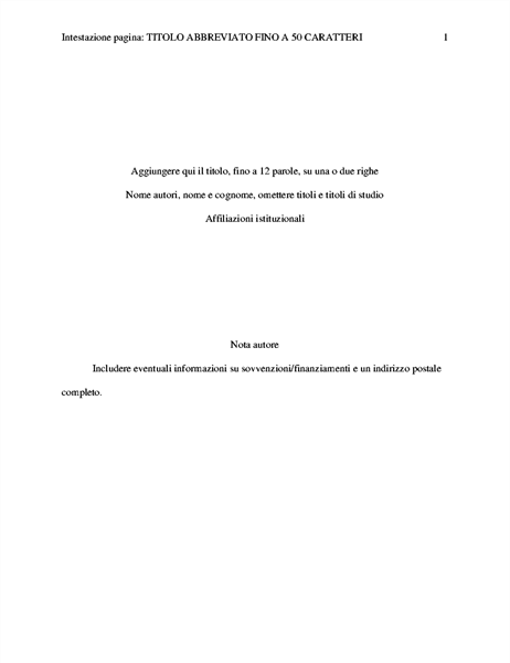 Documento in stile APA Documento in stile APA