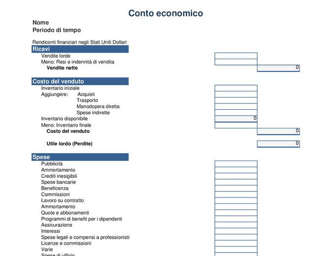 Conto economico di 1 anno Conto economico di 1 anno