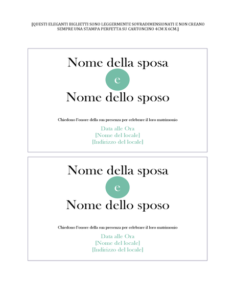 Inviti semplici per matrimonio (2 per pagina) Inviti semplici per matrimonio (2 per pagina)