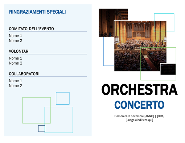 Programma di concerto della band Programma di concerto della band
