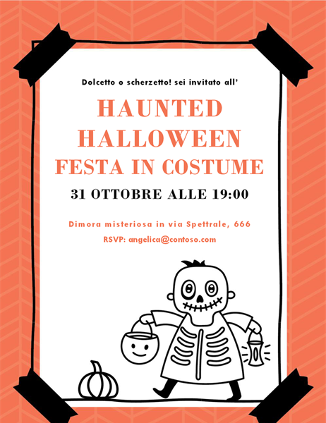 Invito per Halloween con scheletro Invito per Halloween con scheletro