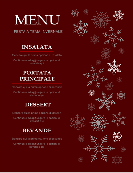 Menu delle vacanze elegante Menu delle vacanze elegante