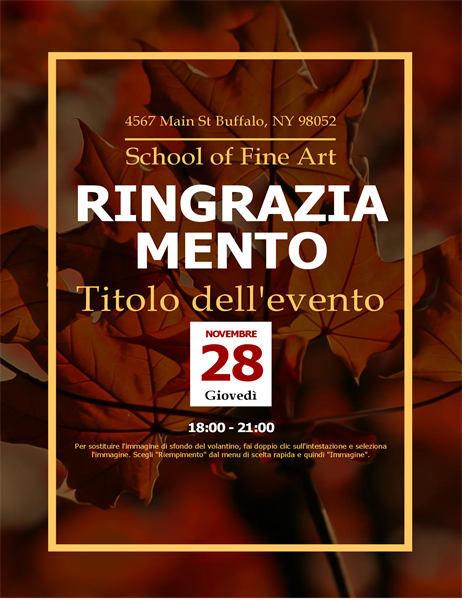 Volantino per il Giorno del Ringraziamento con foglie autunnali Volantino per il Giorno del Ringraziamento con foglie autunnali