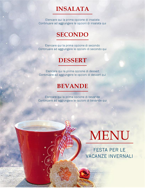 Menu per festa a tema invernale Menu per festa a tema invernale
