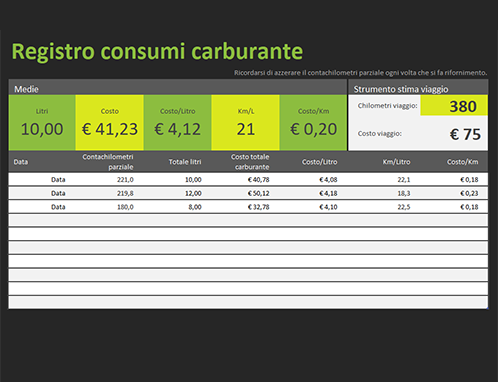 SCARICA MODULO SCHEDA CARBURANTE DA