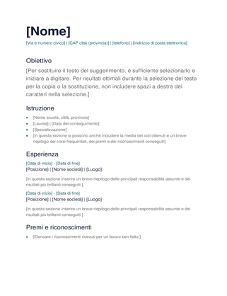 MODELLI CURRICULUM VITAE SEMPLICI DA SCARICARE