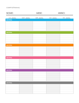 planning settimanale excel da scaricare