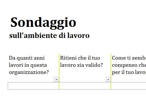 Sondaggio sull'ambiente di lavoro Sondaggio sull'ambiente di lavoro