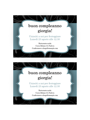 Inviti festa (design nastro azzurro, 2 per pagina) Inviti festa (design nastro azzurro, 2 per pagina)