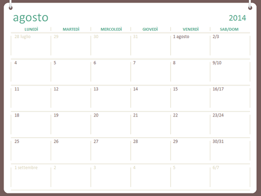 Calendario accademico 2014-2015 (agosto-luglio) Calendario accademico 2014-2015 (agosto-luglio)