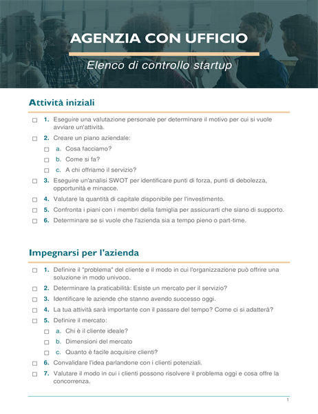 Elenco di controllo startup per piccole imprese Elenco di controllo startup per piccole imprese