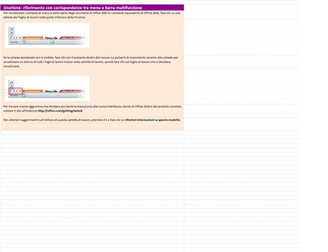 OneNote 2010: cartella di lavoro di riferimento con le corrispondenze tra menu e barra multifunzione OneNote 2010: cartella di lavoro di riferimento con le corrispondenze tra menu e barra multifunzione