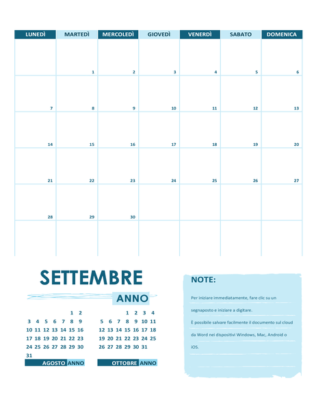 Calendario accademico (un mese, anno, inizio domenica) Calendario accademico (un mese, anno, inizio domenica)