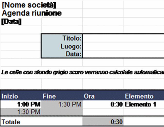 Agenda riunione automatica Agenda riunione automatica