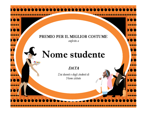 Premio miglior costume di Halloween Premio miglior costume di Halloween