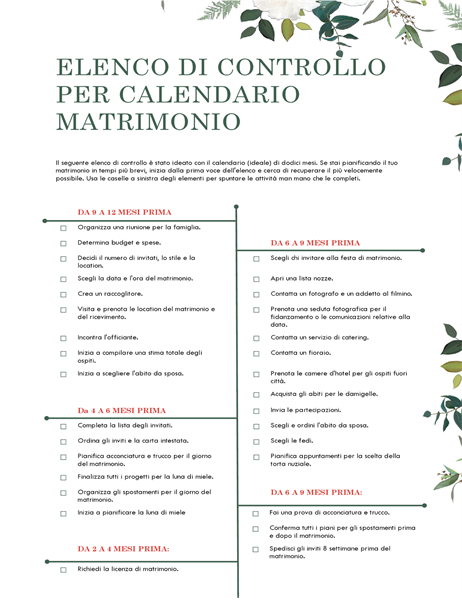 Elenco di controllo per matrimonio (acquerello) Elenco di controllo per matrimonio (acquerello)