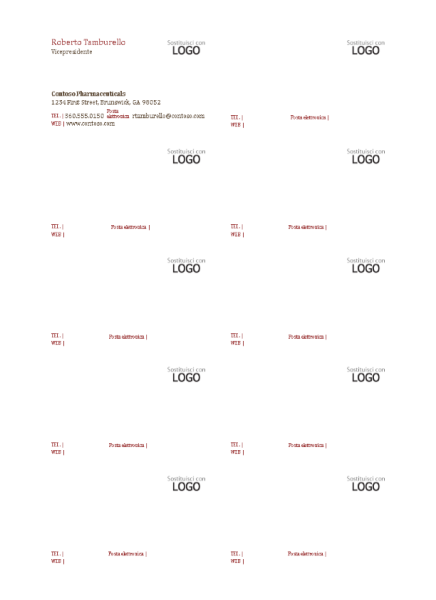 Biglietti da visita, layout orizzontale con logo, allineamento del testo a sinistra Biglietti da visita, layout orizzontale con logo, allineamento del testo a sinistra