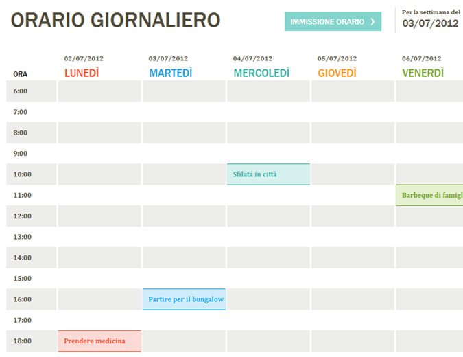 Programma del giorno Programma del giorno