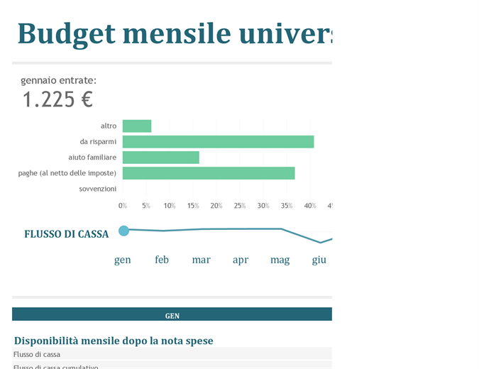 Budget mensile università Budget mensile università
