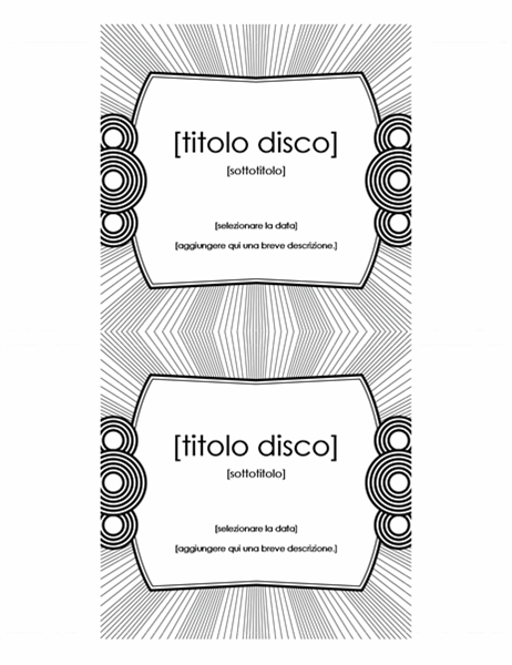 Etichetta per inserto CD Etichetta per inserto CD