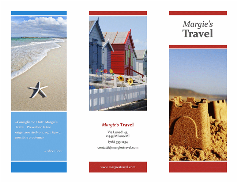 Brochure per viaggi a tre ante (rosso, oro e blu) Brochure per viaggi a tre ante (rosso, oro e blu)