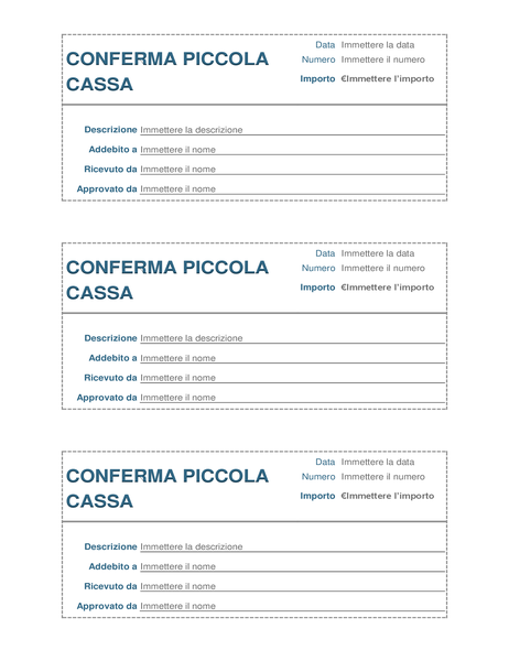 Conferma piccola cassa (3 per pagina): Conferma piccola cassa (3 per pagina):