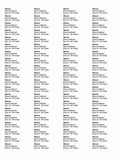 Etichette con l'indirizzo del mittente (formato di base, 80 per pagina) Etichette con l'indirizzo del mittente (formato di base, 80 per pagina)