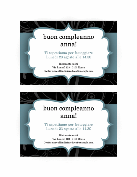 Invito a una festa (schema con nastro blu) Invito a una festa (schema con nastro blu)