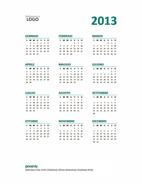 Calendario annuale 2013 (formato lun-dom) Calendario annuale 2013 (formato lun-dom)