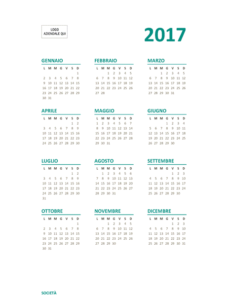 Calendario annuale per il 2017 (lun-dom) Calendario annuale per il 2017 (lun-dom)