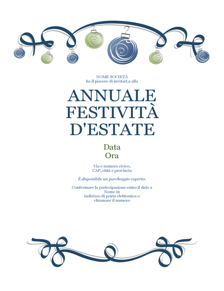 Volantino per festa durante il periodo invernale con decorazioni e fiocco blu (design formale) Volantino per festa durante il periodo invernale con decorazioni e fiocco blu (design formale)
