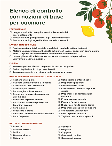 Cooking basics checklist Cooking basics checklist