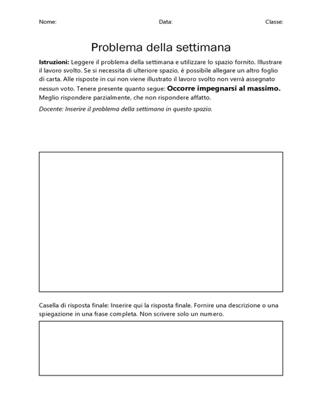 Problema della settimana Problema della settimana