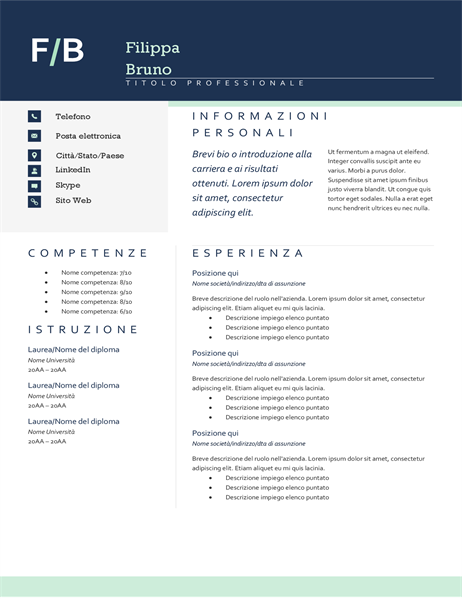 Curriculum moderno con iniziali Curriculum moderno con iniziali
