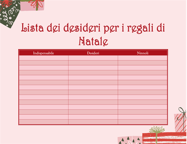 Lista dei desideri per le festività per adulti Lista dei desideri per le festività per adulti