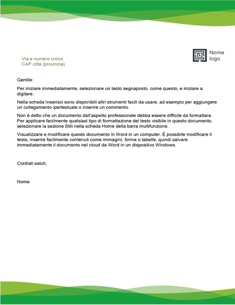 Intestazione lettera (schema Onde verdi) Intestazione lettera (schema Onde verdi)