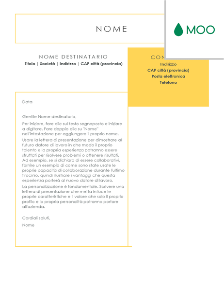 Lettera di presentazione concisa e immediata, progettata da MOO Lettera di presentazione concisa e immediata, progettata da MOO