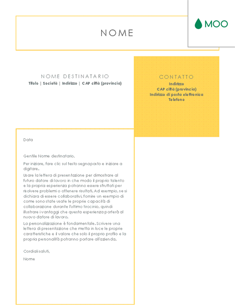 Lettera di presentazione concisa e immediata, progettata da MOO Lettera di presentazione concisa e immediata, progettata da MOO