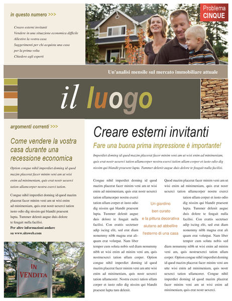 Newsletter agenzia immobiliare (4 pagine) Newsletter agenzia immobiliare (4 pagine)