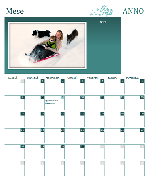 Calendario stagionale famiglia (qualsiasi anno, lun-dom) Calendario stagionale famiglia (qualsiasi anno, lun-dom)