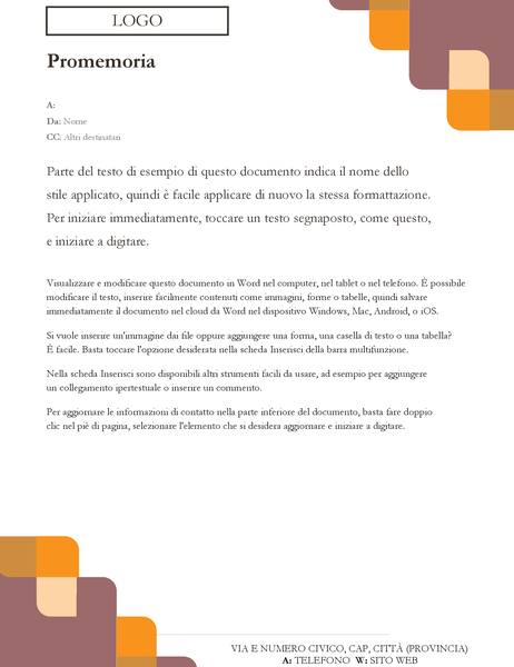 Promemoria con angoli e curve Promemoria con angoli e curve
