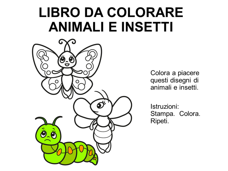 Libro da colorare con animali e insetti Libro da colorare con animali e insetti