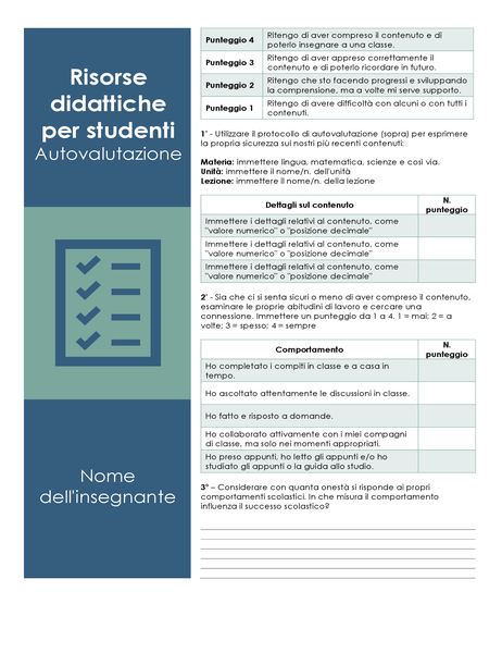 Autovalutazione accademica dello studente Autovalutazione accademica dello studente