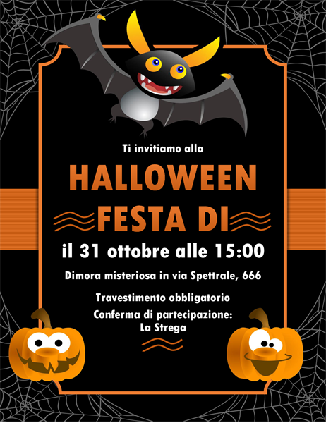 Invito Per Halloween Con Pipistrelli